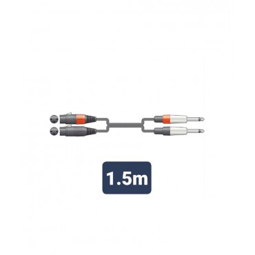 26J-2XF150 Καλώδιο Ήχου 2 x XLR Female - 2 x 6.3mm Mono Jack Plugs 1.5m (Τεμάχιο)
