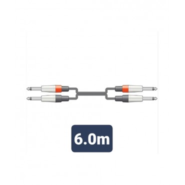 2M6J-J600 Καλώδιο Ήχου 2 x 6.3mm Mono Jack Plugs - 2 x 6.3mm Mono Jack Plugs 6m (Τεμάχιο)
