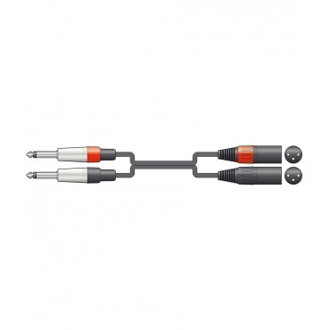 26J-2XM075 Καλώδιο Ήχου 2 x XLR Male - 2 x 6.3mm Mono Jack 0.75m (Τεμάχιο)