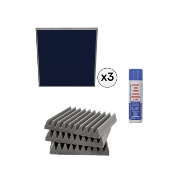 EQ Acoustics Πακέτο Αφρώδη Ηχοαπορροφητικά και Spray Βενζινόκολλας Blue / 2,16 τ.μ. (Σετ)