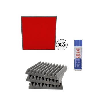 EQ Acoustics Πακέτο Αφρώδη Ηχοαπορροφητικά και Spray Βενζινόκολλας Red / 2,16 τ.μ. (Σετ)