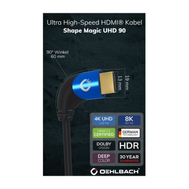 Oehlbach Shape Magic UHD 90 Ultra High Speed HDMI® Καλώδιο 1 m White