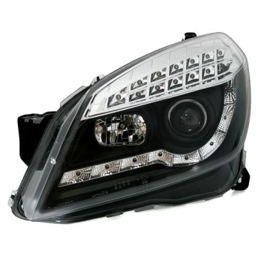 Φανάρια εμπρός led με DRL για Opel Astra H (2004-2009) - black , με λάμπες (Η1) - σετ 2τμχ.