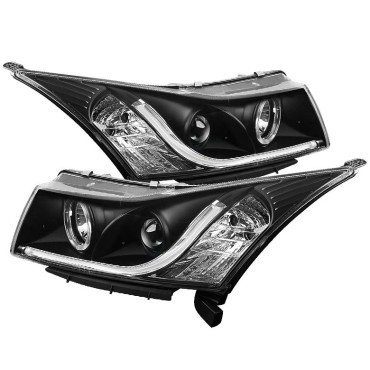 Φανάρια εμπρός led για Chevrolet Cruze (2009-2012) - black , με λάμπες (Η1) - σετ 2τμχ.