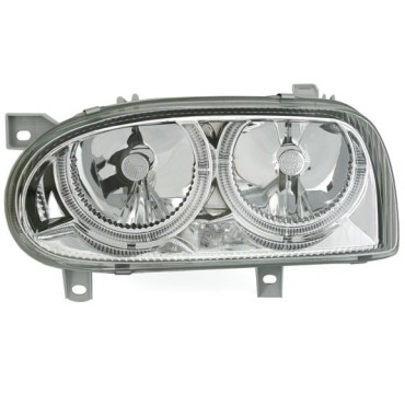 Φανάρια εμπρός angel eyes για Vw Golf 3 R32 design - chrome ,  χωρίς  λάμπες (Η 7 ) - σετ 2τμχ.