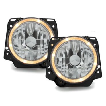 Φανάρια εμπρός angel eyes για Vw Golf II (1983-1993) - chrome ,  χωρίς  λάμπες (Η 4 ) - σετ 2τμχ.