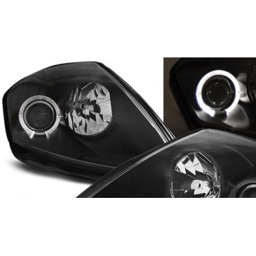 Φανάρια εμπρός angel eyes για Mitsubishi Eclipse (2000-2005) - black , με λάμπες (Η1) - σετ 2τμχ.