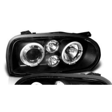 Φανάρια εμπρός angel eyes για Vw Golf ΙΙΙ - black , χωρίς λάμπες (Η7) - σετ 2τμχ.