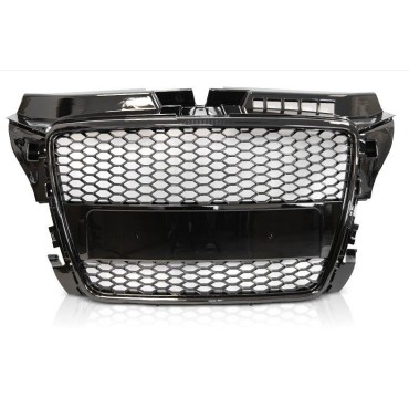 Μάσκα με βάση για σήμα για Audi A3 (2008-2013) - RS-Look μαύρη  γυαλιστερή