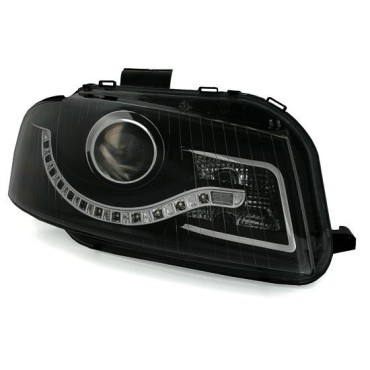 Φανάρια εμπρός led Dayline για Audi A3 (2003-2008) - μαύρα , με λάμπες (Η9) - σετ 2τμχ.