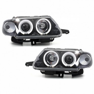 Μπροστινά Φανάρια Set Για Citroen Saxo 96-99 Angel Eyes Μαύρα H1/H1 Sonar