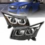 Μπροστινά Φανάρια Set Για Chevrolet Cruze 09-12 Tube DRL & U Angel Eyes & Led Φλας Μαύρα H7/H1 Manual Eagle Eyes