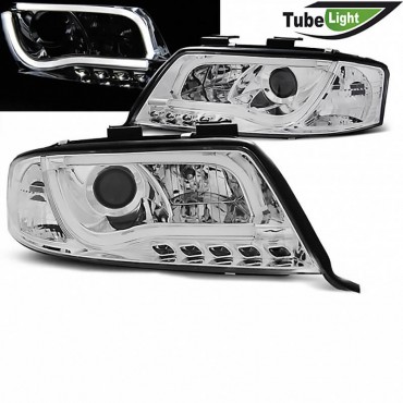Μπροστινά Φανάρια Set Για Audi A6 4B 97-01 DRLTube Light Χρωμίου H1/H1 Sonar