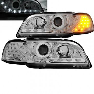 Μπροστινά Φανάρια Set Για Volvo S40 / V40 96-00 DRL & Led Signal Χρωμίου H1/H1 Junyan