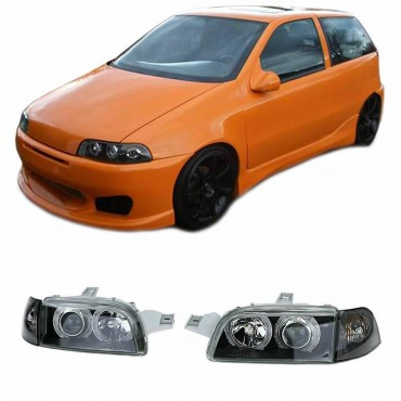 Μπροστινά Φανάρια Set Για Fiat Punto 93-99 Angel Eyes Μαύρα H1/H1 Depo