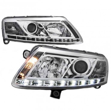 Μπροστινά Φανάρια Set Για Audi A6 4F 04-07 TRU DRL Χρωμίου Η7/H1 Sonar