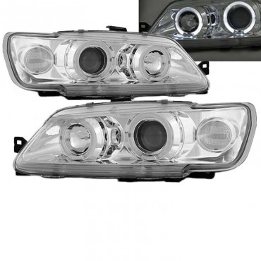 Μπροστινά Φανάρια Set Για Peugeot 306 93-97 Angel Eyes Χρωμίου H1/H1 JunYan