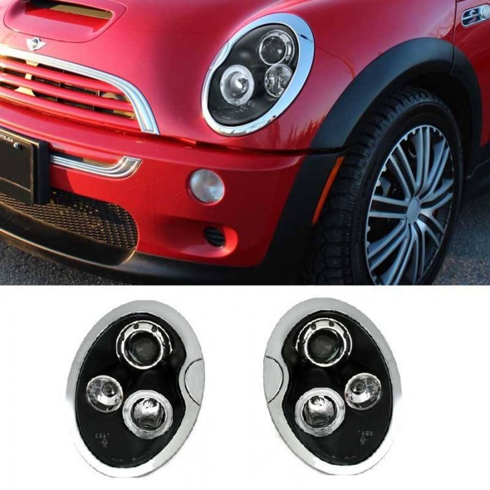 Μπροστινά Φανάρια Set Για Mini Cooper (R50/52/53) 01-06 Angel Eyes Μαύρα  H1/H1