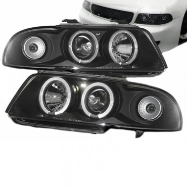 Μπροστινά Φανάρια Set Για Audi A4 B5 94-98 Angel Eyes Μαύρα H1/H1 Sonar