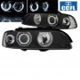 Μπροστινά Φανάρια Set Για Bmw 5 E39 95-03 ccfl Angel Eyes Μαύρα H7/H7 Με Μοτέρ Eagle Eyes