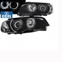 Μπροστινά Φανάρια Set Για Bmw 3 E46 Coupe / Cabrio 99-03 Angel Eyes Μαύρα H7/H7 Με Μοτέρ Eagle Eyes