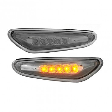Πλαϊνά Φλας Φτερού Για Bmw 3 E46 Sedan 01-05 / Touring 01-05 / 5 E60/E61 03-10 / X3 E83 03-10 5 Led Chrome 2 Τεμάχια