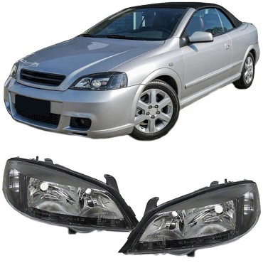 Μπροστινά Φανάρια Set Για Opel Astra G 97-04 Μαύρα H7/H7 Depo