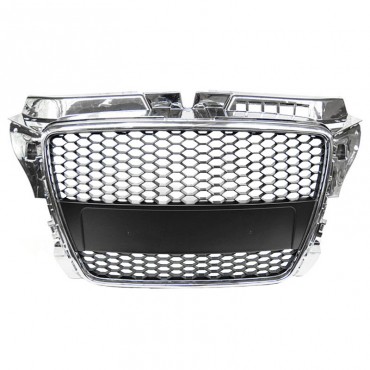 Μάσκα Για Audi A3 8P 08-12 RS3 Look Κυψελωτή Χρώμιο/Μαύρο 1 Τεμάχιο
