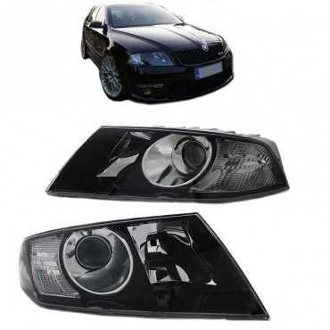 Μπροστινά Φανάρια Set Για Skoda Octavia 1Z 04-08 Projectors Black H7/H1 Depo