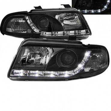 Μπροστινά Φανάρια Set Για Audi A4 B5 99-00 DRL Μαύρα H1/H1 Sonar