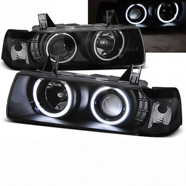 Μπροστινά Φανάρια Set Για Bmw 3 E36 90-99 Coupe / Cabrio ccfl Angel Eyes Μαύρα H3/H1 Eagle Eyes