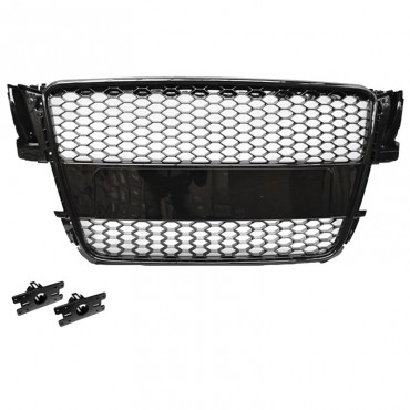 Μάσκα Για Audi A5 8T 07-11 RS5 Look Κυψελωτή Γυαλιστερό Μαύρο 1 Τεμάχιο
