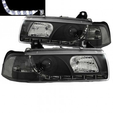 Μπροστινά Φανάρια Set Για Bmw 3 E36 90-99 Sedan / Compact / Touring DRL  Μαύρα H1/H1 Sonar