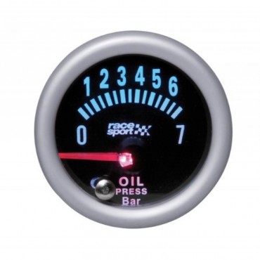 'Οργανο Πίεσης Λαδιού Racesport Mirror Look Φιμέ 52mm Με 7 Χρώματα