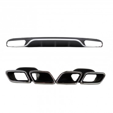 Diffuser Πίσω Προφυλακτήρα Για Mercedes-Benz E-Class W213 16-19 Amg Look Για Απλούς Προφυλακτήρες Σετ Με Μπούκες Από Abs Πλαστικό