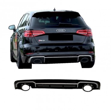 Diffuser Πίσω Προφυλακτήρα Για Audi A3 8V 16-18 Hatchback RS3 Look Για Standard Προφυλακτήρα Με Μπούκες Από Abs Πλαστικό