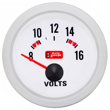 Βολτόμετρο Auto Gauge Λευκό 52mm 12 Volt