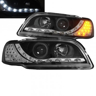 Μπροστινά Φανάρια Set Για Volvo S40 / V40 96-00 DRL & Led Signal Χρωμίου H1/H1 Junyan