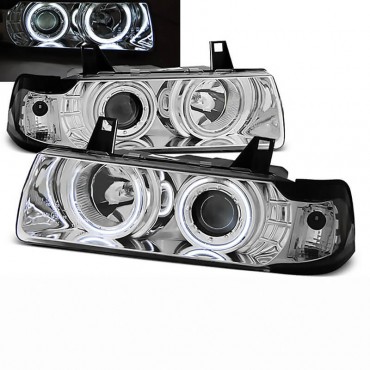Μπροστινά Φανάρια Set Για Bmw 3 E36 90-99 Sedan / Compact / Touring ccfl Angel Eyes Χρωμίου H3/H1 Eagle Eyes