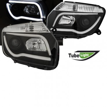 Μπροστινά Φανάρια Set Για Dacia Duster 10-14 DRL & Led Tube Μαύρα H7/H1 Sonar