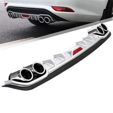 Diffuser Πίσω Προφυλακτήρα Universal Sport Look Μαύρο / Ασημί Με Διακοσμητικές Μπούκες Εξάτμισης Από Abs Πλαστικό 120cm x 17cm x 9cm 1 Τεμάχιο
