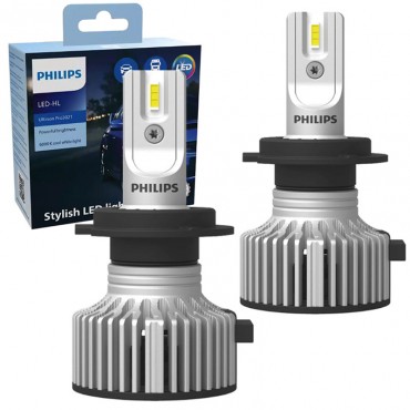 Λάμπες Led H7 Philips Ultinon Pro3021 12V 24V 20W 6000K 1800lm 11972U3021X2 2 Τεμάχια