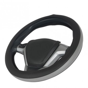 Κάλυμμα Τιμονιού Αυτοκινήτου Otom Easy-Fit Δερματίνη Μαύρο - Γκρι Medium 37-39cm F-61
