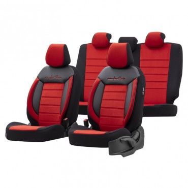 Καλύμματα Αυτοκινήτου Otom Comfortline Design Universal Sued / Rachel / Δερματίνη Σετ Εμπρός / Πίσω 11 Τεμαχίων Μαύρο - Κόκκινο CMF-207