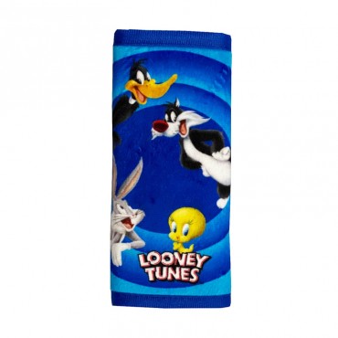 Μαξιλαράκι Ζώνης Ασφαλείας Looney Tunes ''Tweety-Bugs Bunny-Daffy Duck-Sylvester''  Βελούδινο Μπλε 1 Τεμάχιο