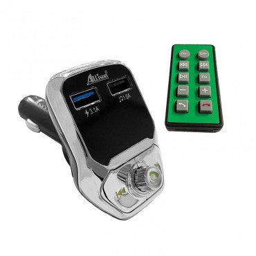 Fm Transmitter Με Bluetooth, Φορτιστής 2 USB, Οθόνη LCD Και Τηλεχειριστήριο Als-A688 24 Volt Ασημί-Μαύρο 1 Τεμάχιο