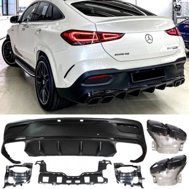 Diffuser Πίσω Προφυλακτήρα Για Mercedes-Benz GLE Coupe C167 SUV 2019+ Amg Look Για Amg Sport Line Προφυλακτήρες Σετ Με Μαύρες Μπούκες