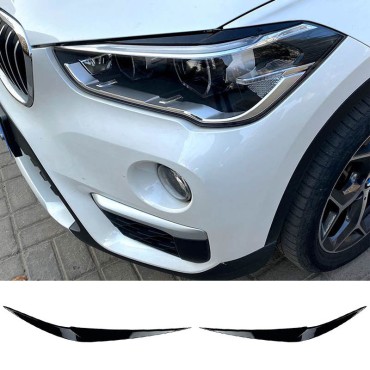 Φρυδάκια Μπροστινών Φαναριών Για Bmw X1 F48 2015-2019 Pre-LCI Βαμμένα Μάυρο Γυαλιστερό Χρώμα 2 Τεμάχια
