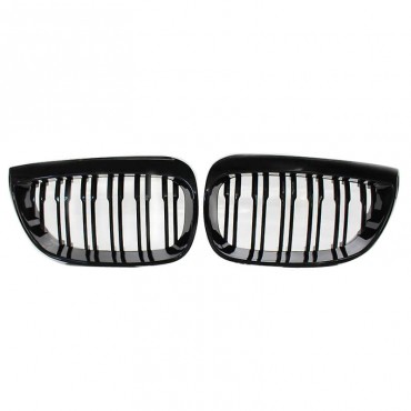 Καρδιές Μάσκας Για Bmw 1 E87 04-07 M4 Look Με 12 Διπλές Γρίλιες Μαύρο Γυαλιστερό 2 Τεμάχια
