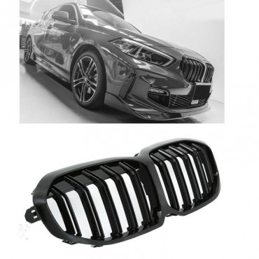Καρδιές Μάσκας Για Bmw 1 F40 / F41 19+ M4 Look Με Διπλή Γρίλια Μαύρο Γυαλιστερό 1 Τεμάχιο